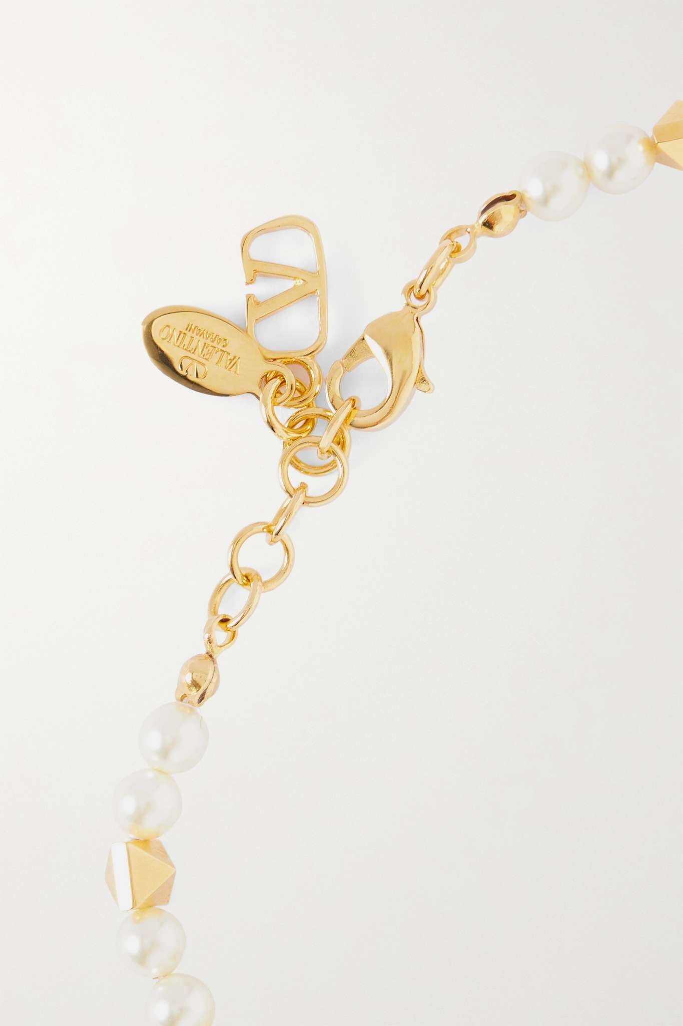 Rockstud gold-tone faux pearl bracelet - 3
