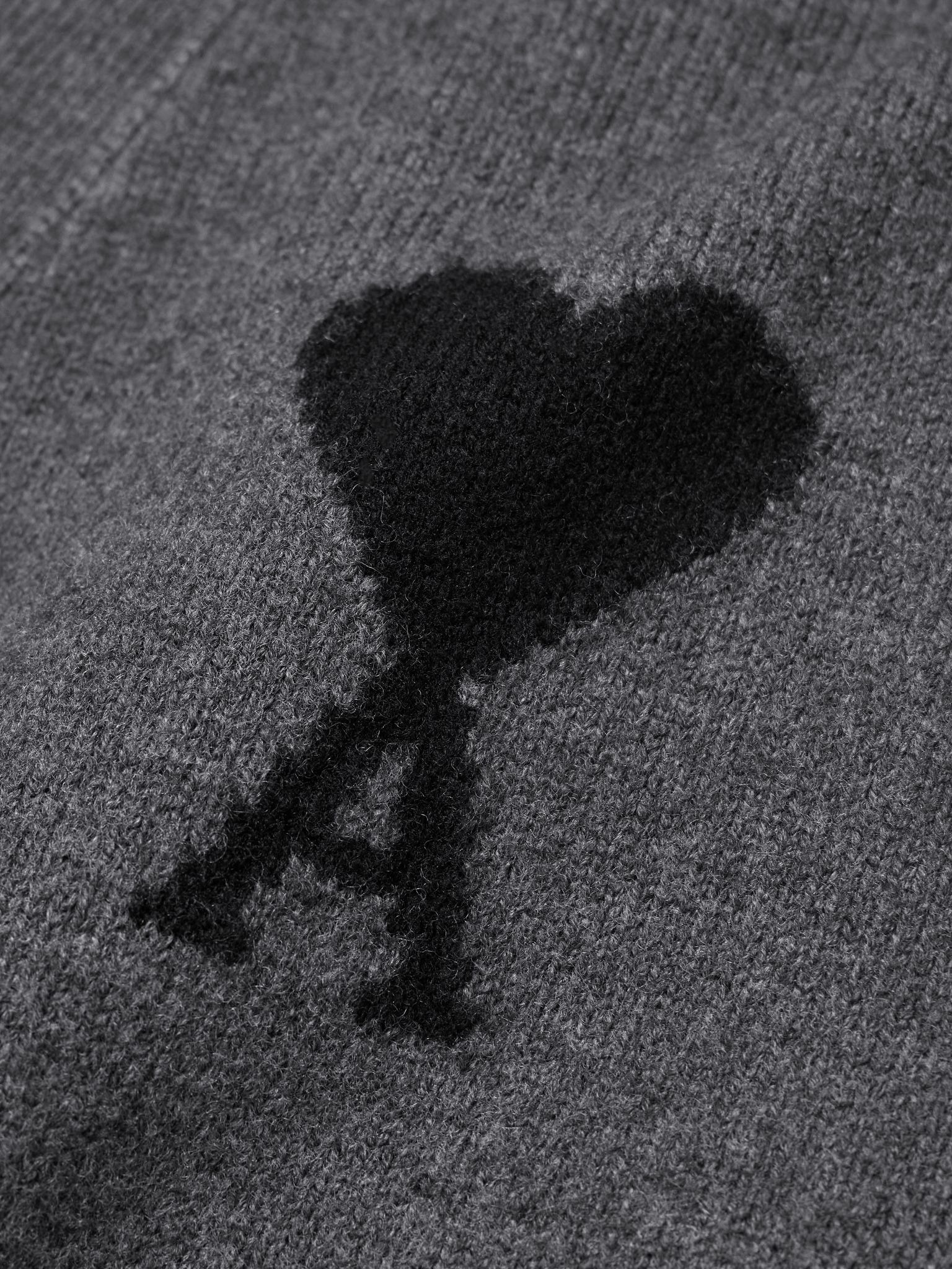 Logo-Intarsia Virgin Wool Cardigan Gray - 5