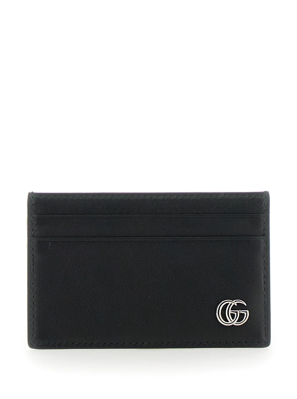 Gucci Men Cardholder With Gg Plate On The Front In Black Leather For Men - 1