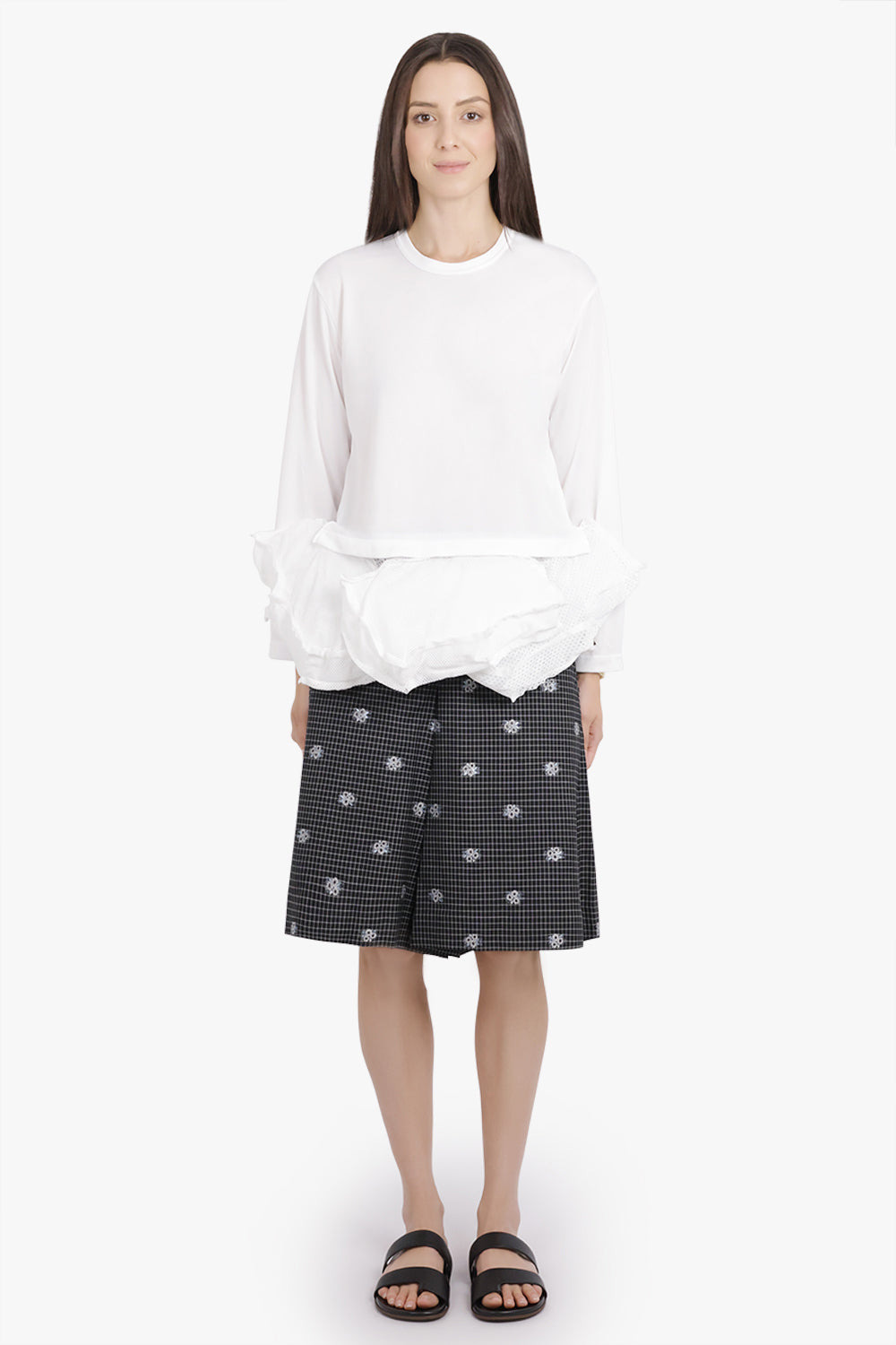 L/S TOP WITH ASYMMETRIC HEM PANELS | WHITE - 4