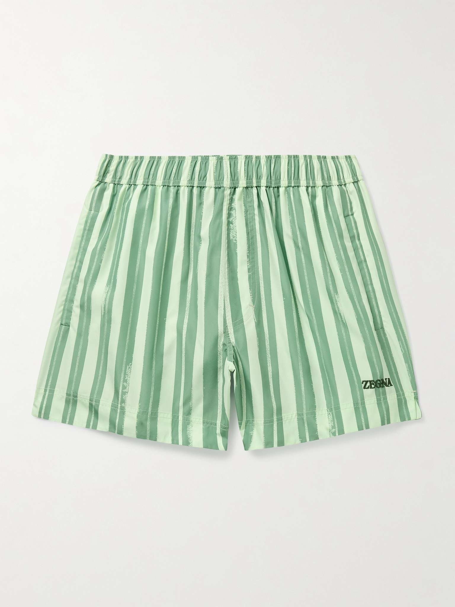 Straight-Leg Mid-Length Logo-Embroidered Striped Shell Swim Shorts - 1