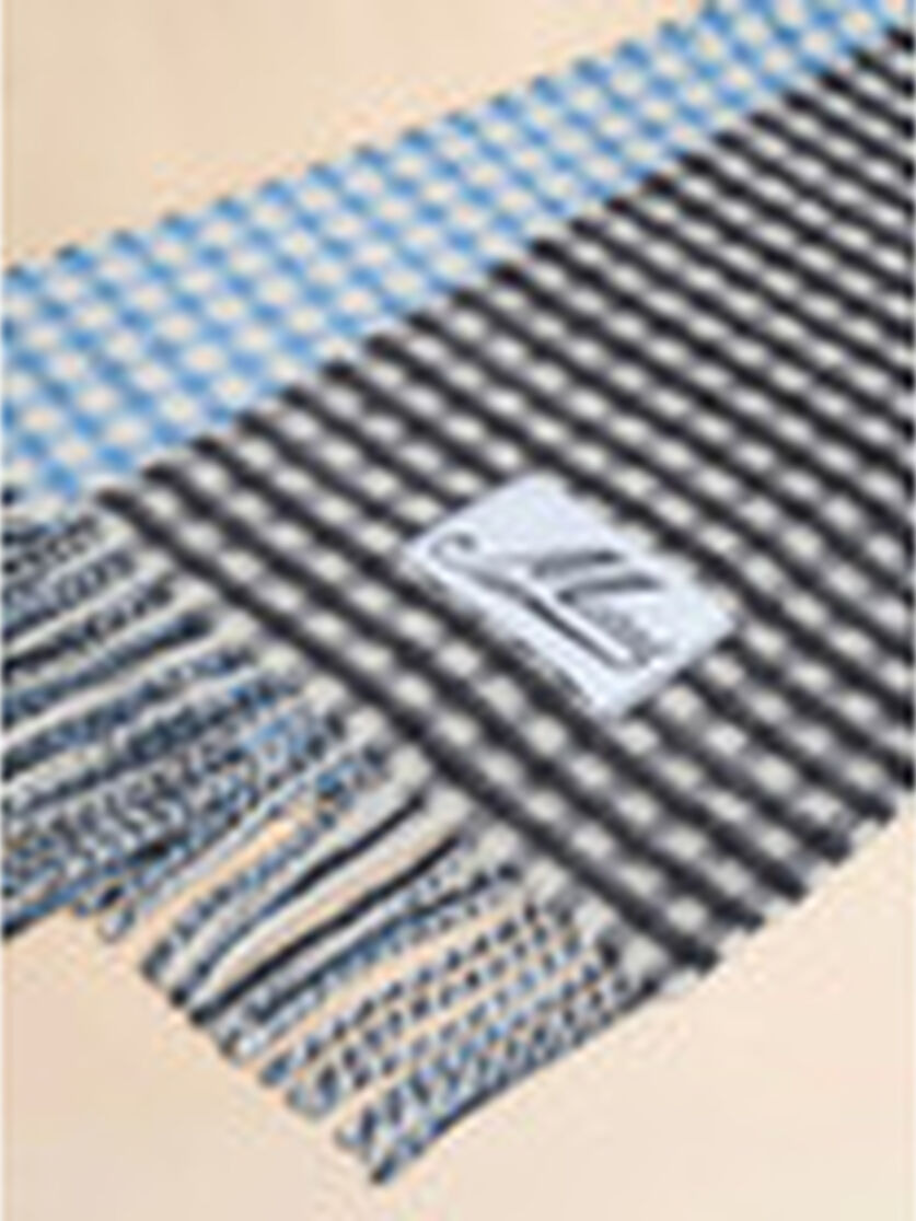 DOUBLE CHECK WOOL AND MOHAIR BLACK AND WHITE SCARF - 3