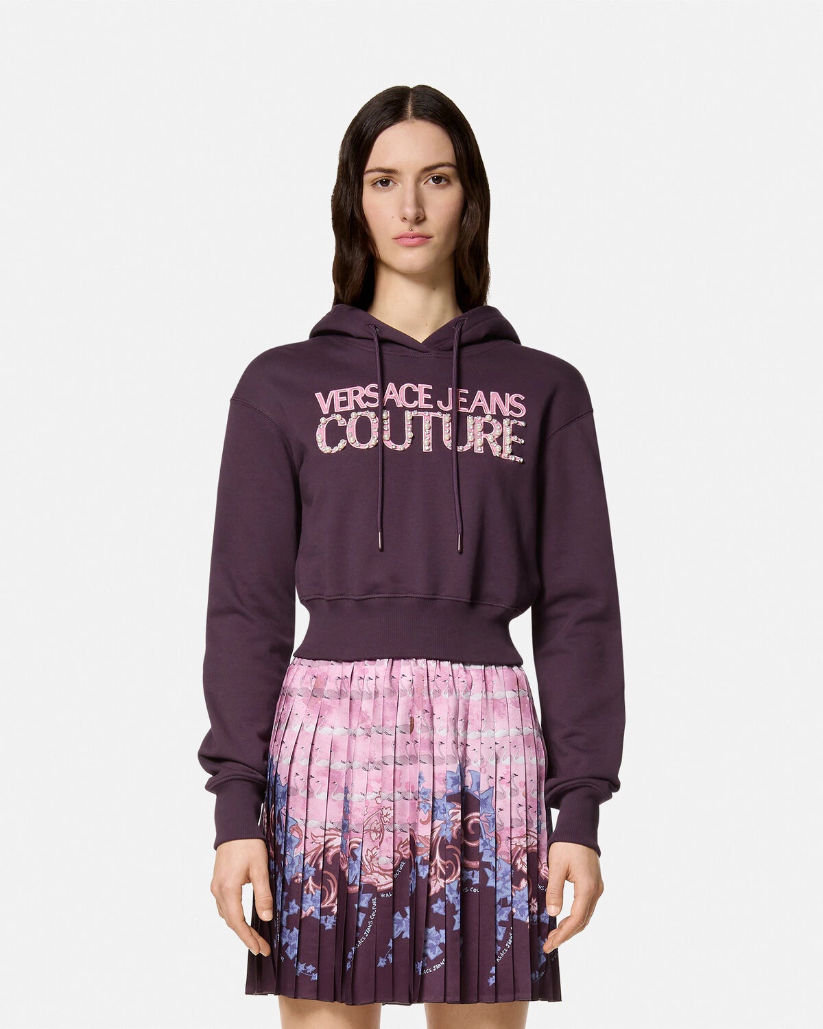 Embellished Logo Crop Hoodie - 4