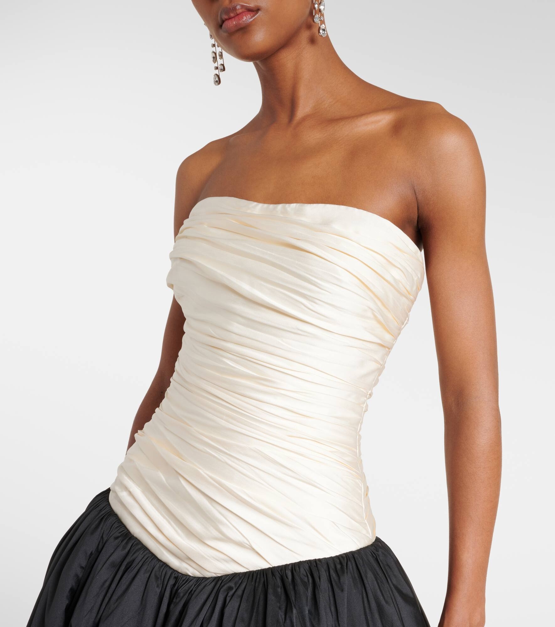 Strapless mikado and taffeta gown - 4