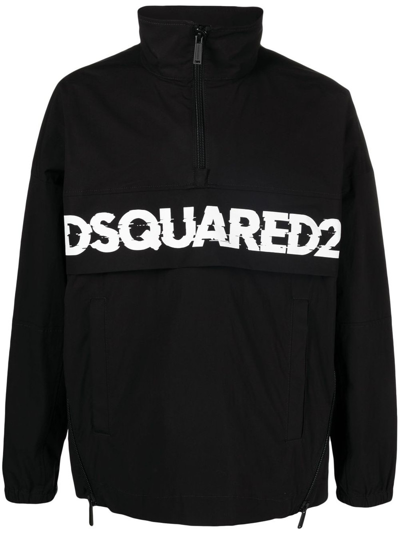 logo-print poplin half-zip jacket 1