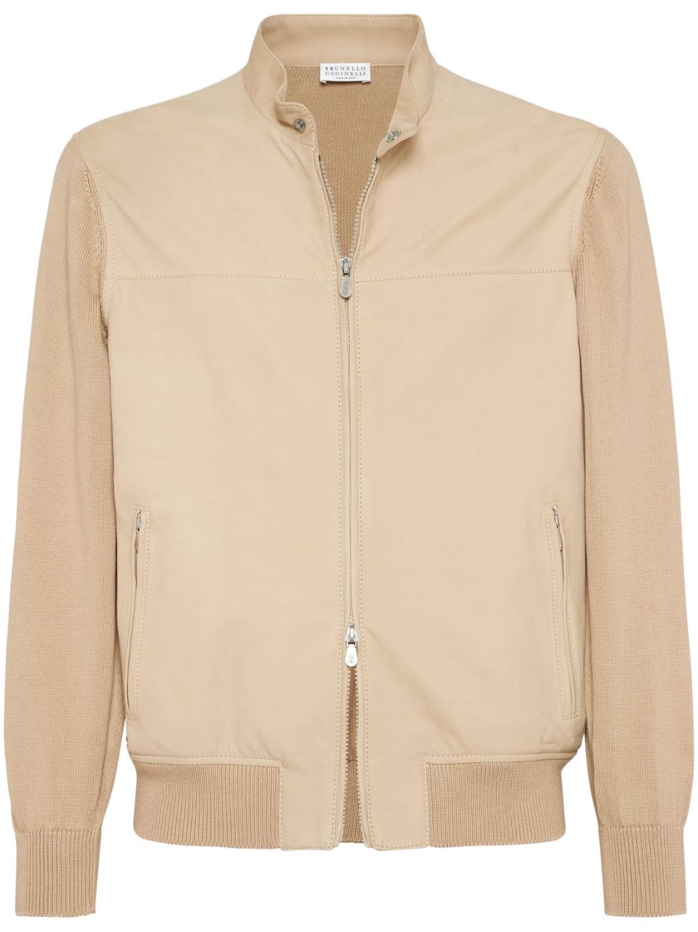 panelled leather jacket - 1