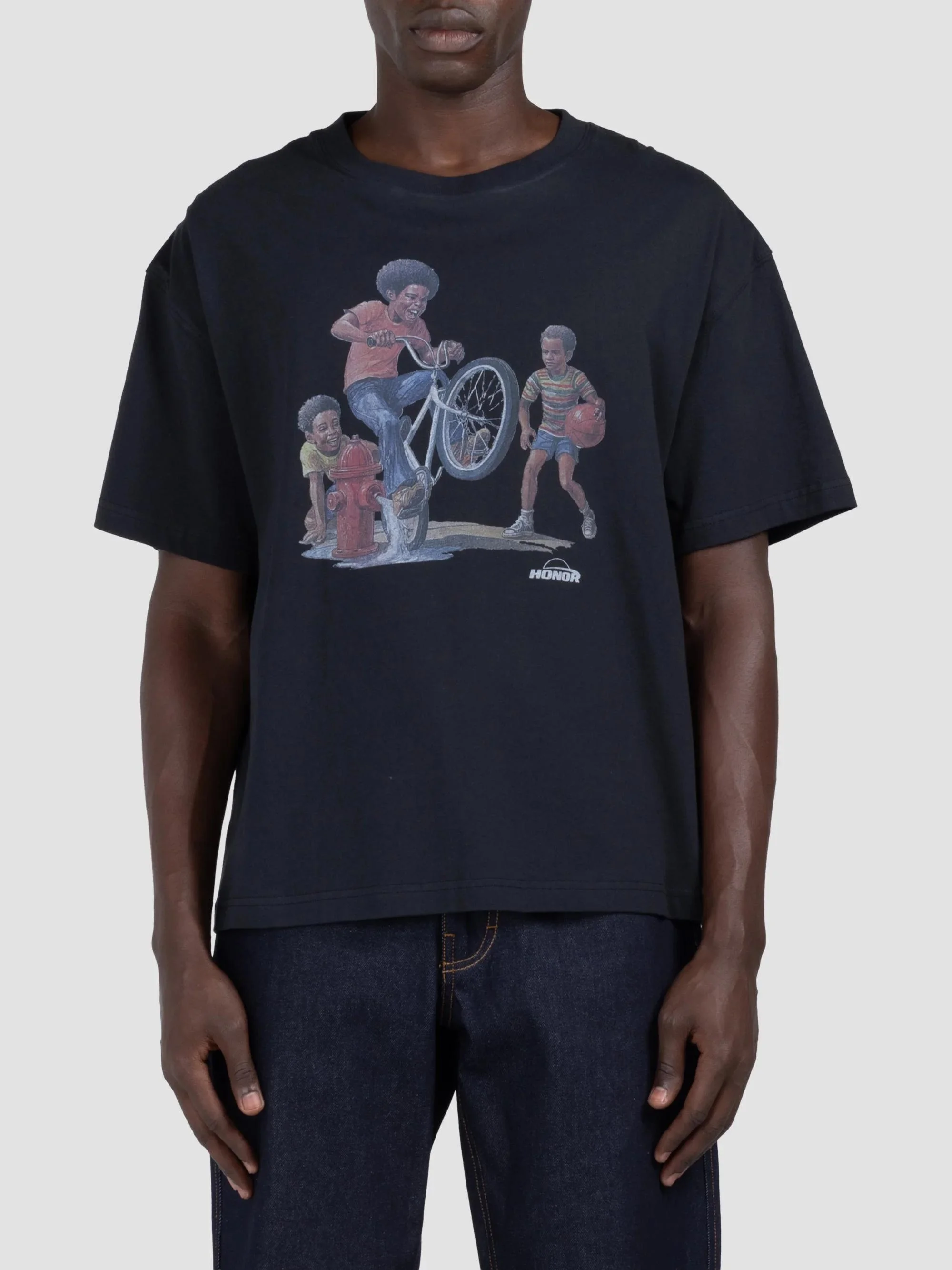 Men's Life Outside Cotton Crewneck T-Shirt - Black - 1