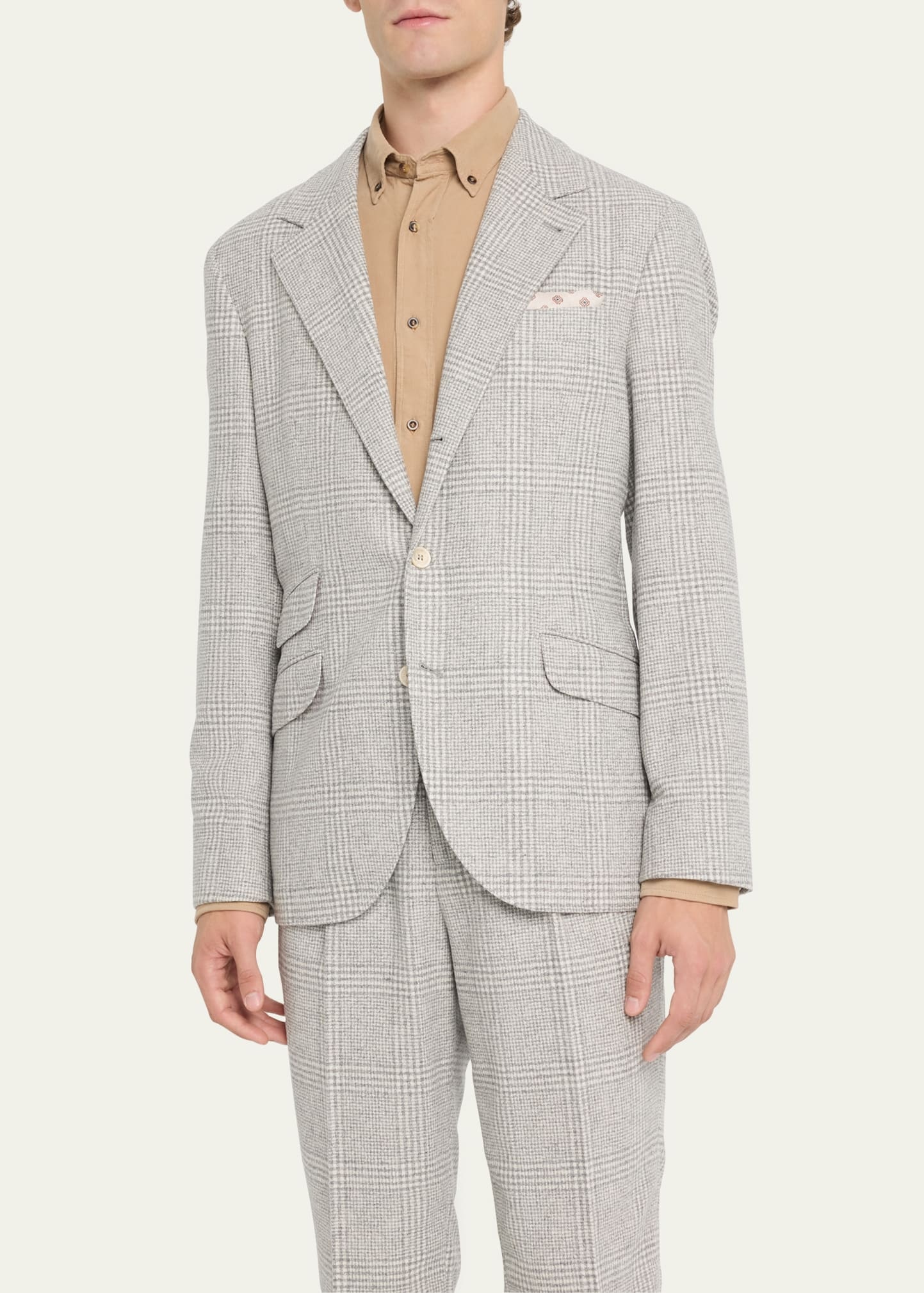 Men's Plaid Cashmere-Blend Suit - 4