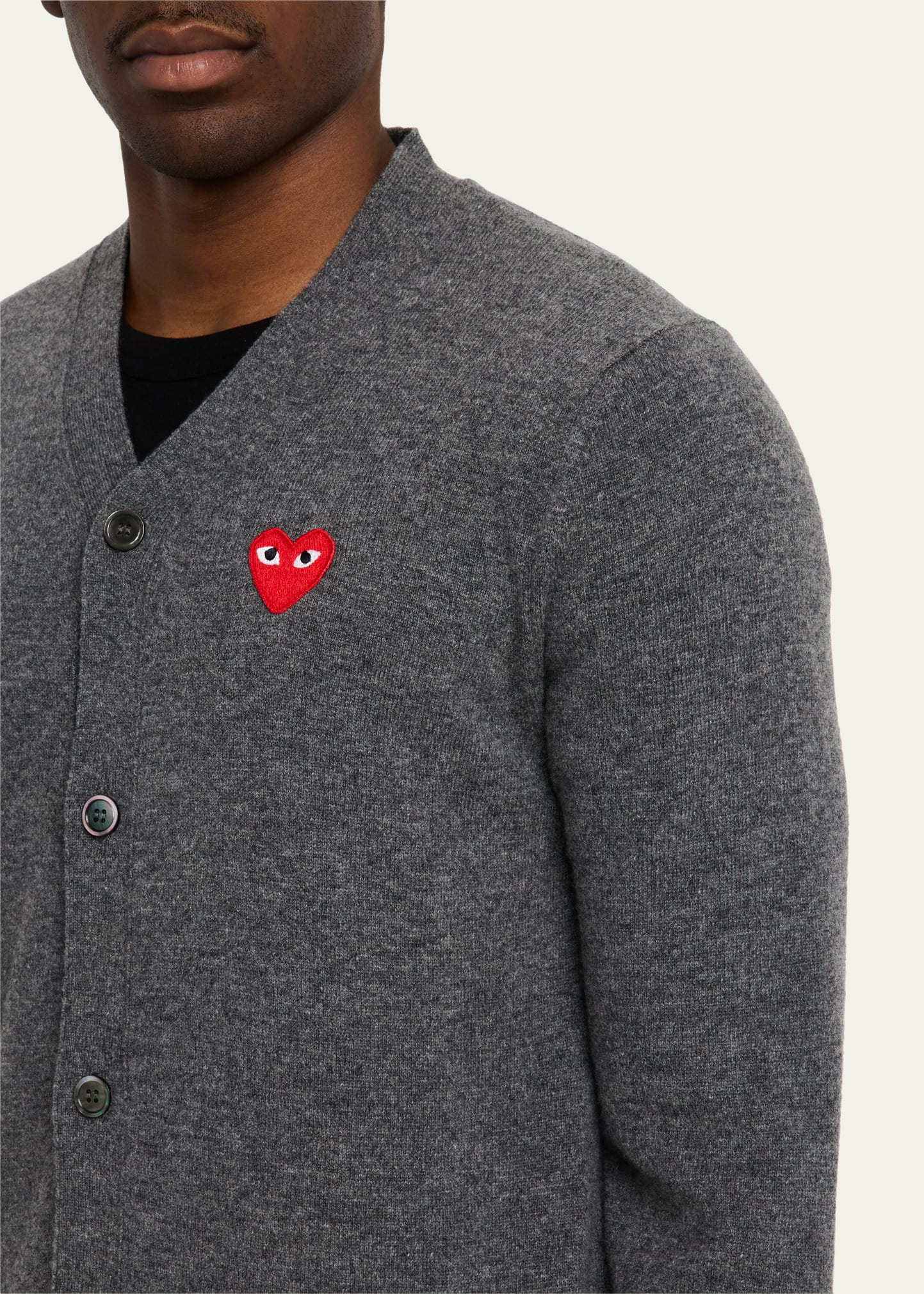 Men's Small Heart Wool Cardigan Sweater - 5