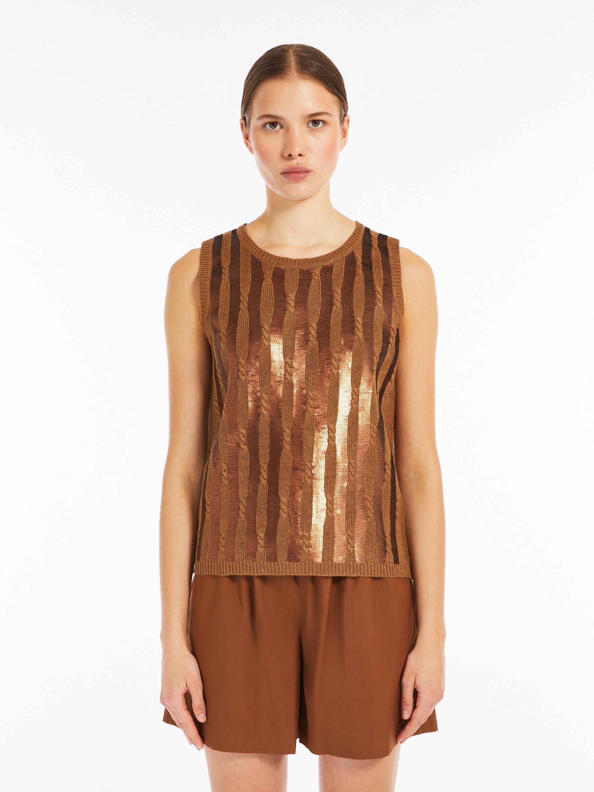 GOLIA Linen top with sequins - 3