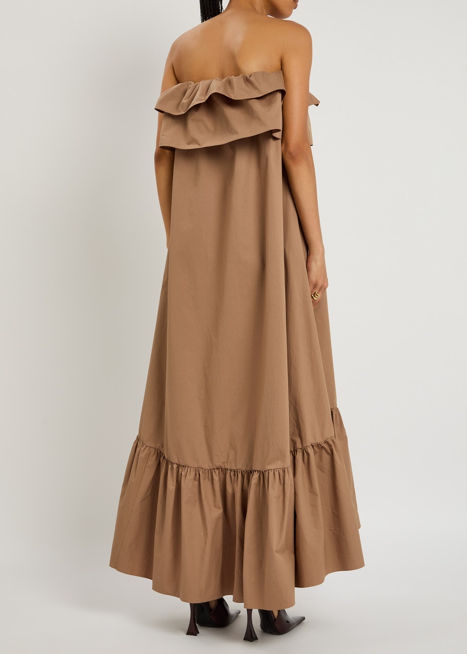 Saint Laurent Tiered Strapless Cotton-poplin Maxi Dress - 3