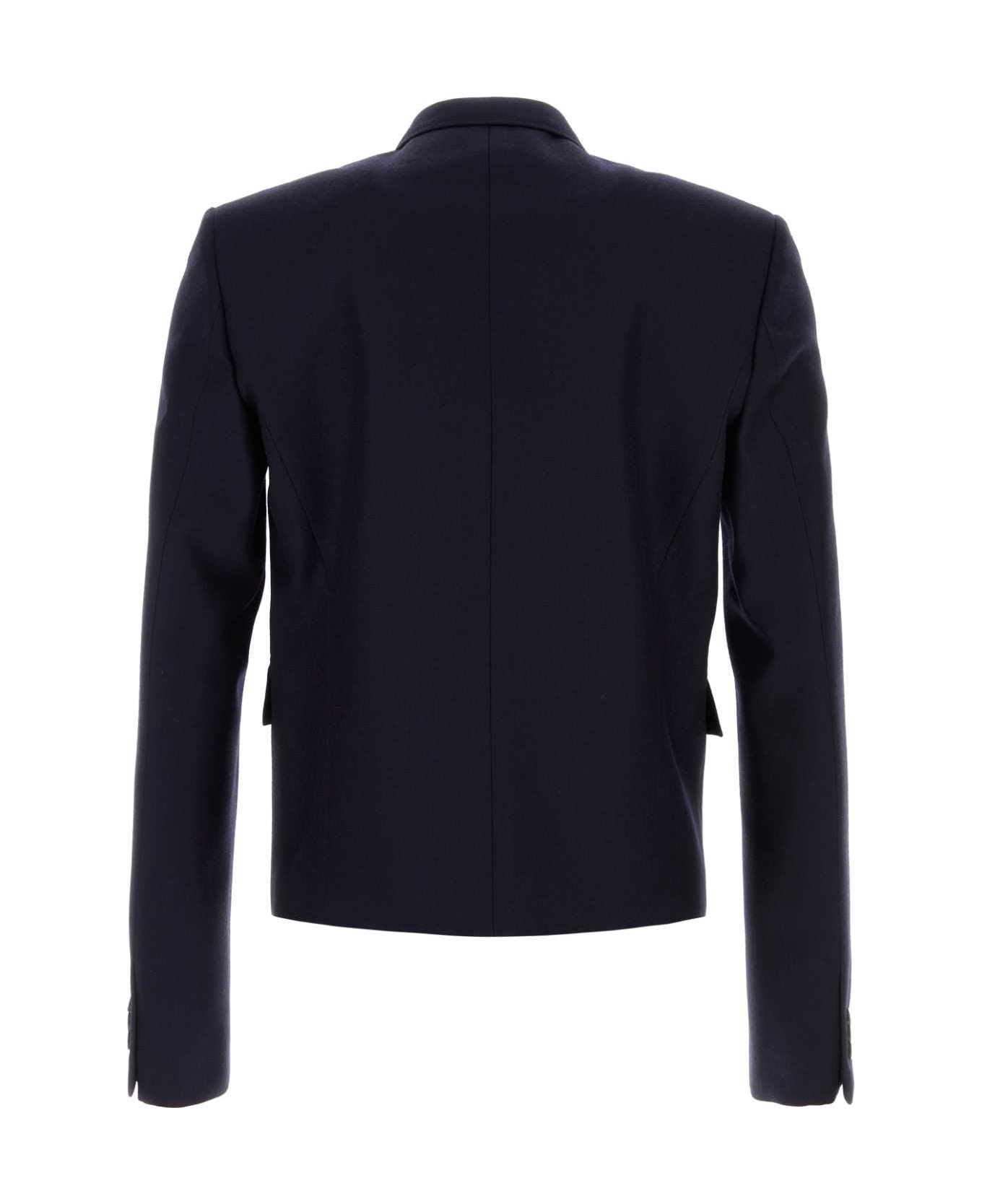 Navy Blue Wool Blazer - 2