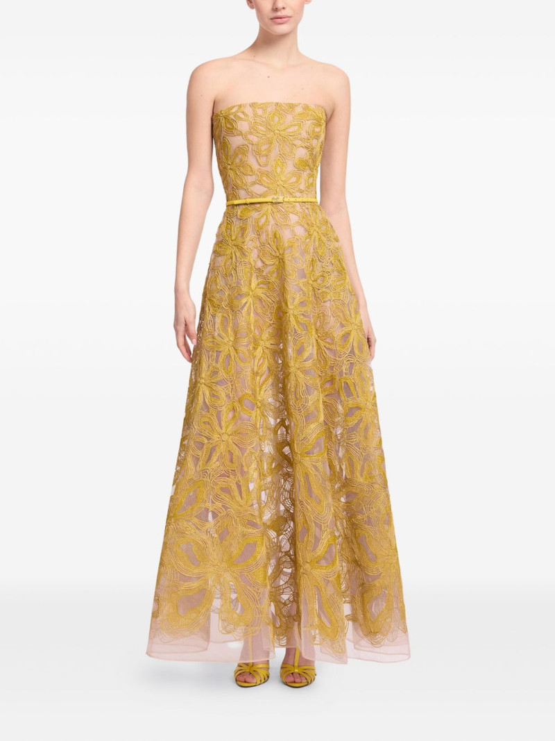 ELIE SAAB floral embroidered strapless maxi dress outlook