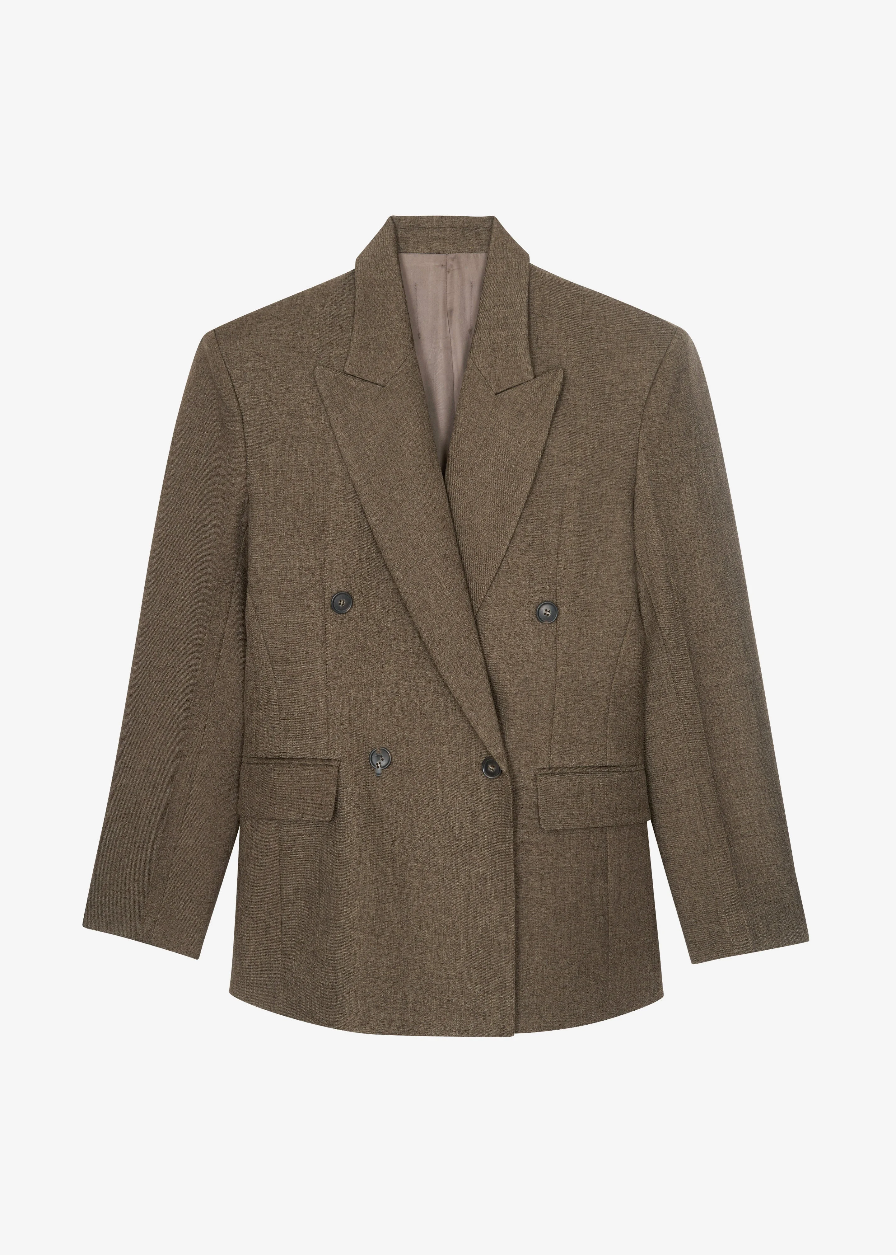 Vallsta Double-Breasted Blazer - Brown Melange - 1