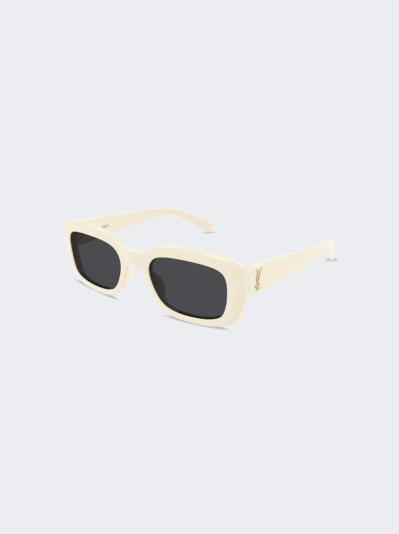 SAINT LAURENT Rectangular Sunglasses Ivory outlook