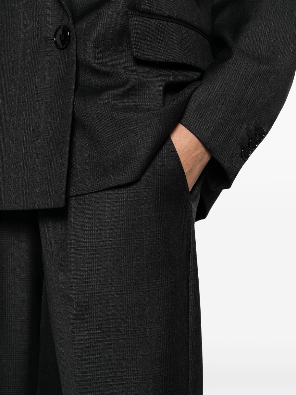 check-pattern tapered-leg trousers - 5