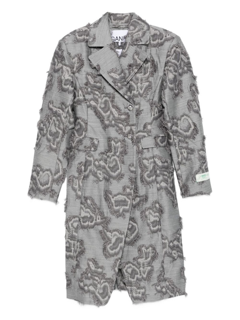 frayed cloud-print coat 1