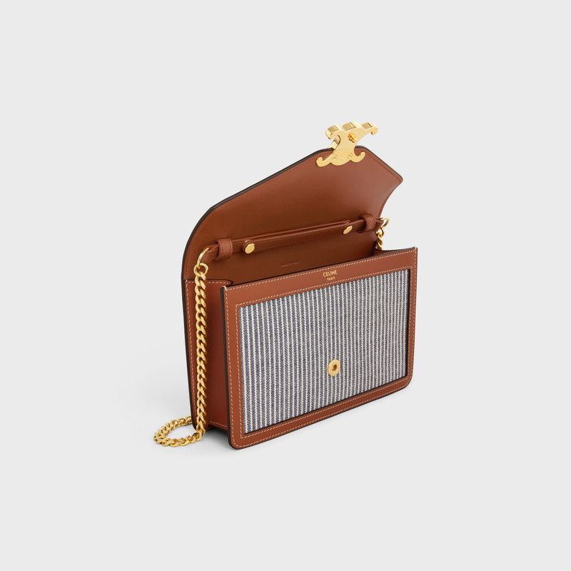 WALLET ON CHAIN MARGO in STRIPED TEXTILE AND CALFSKIN 4