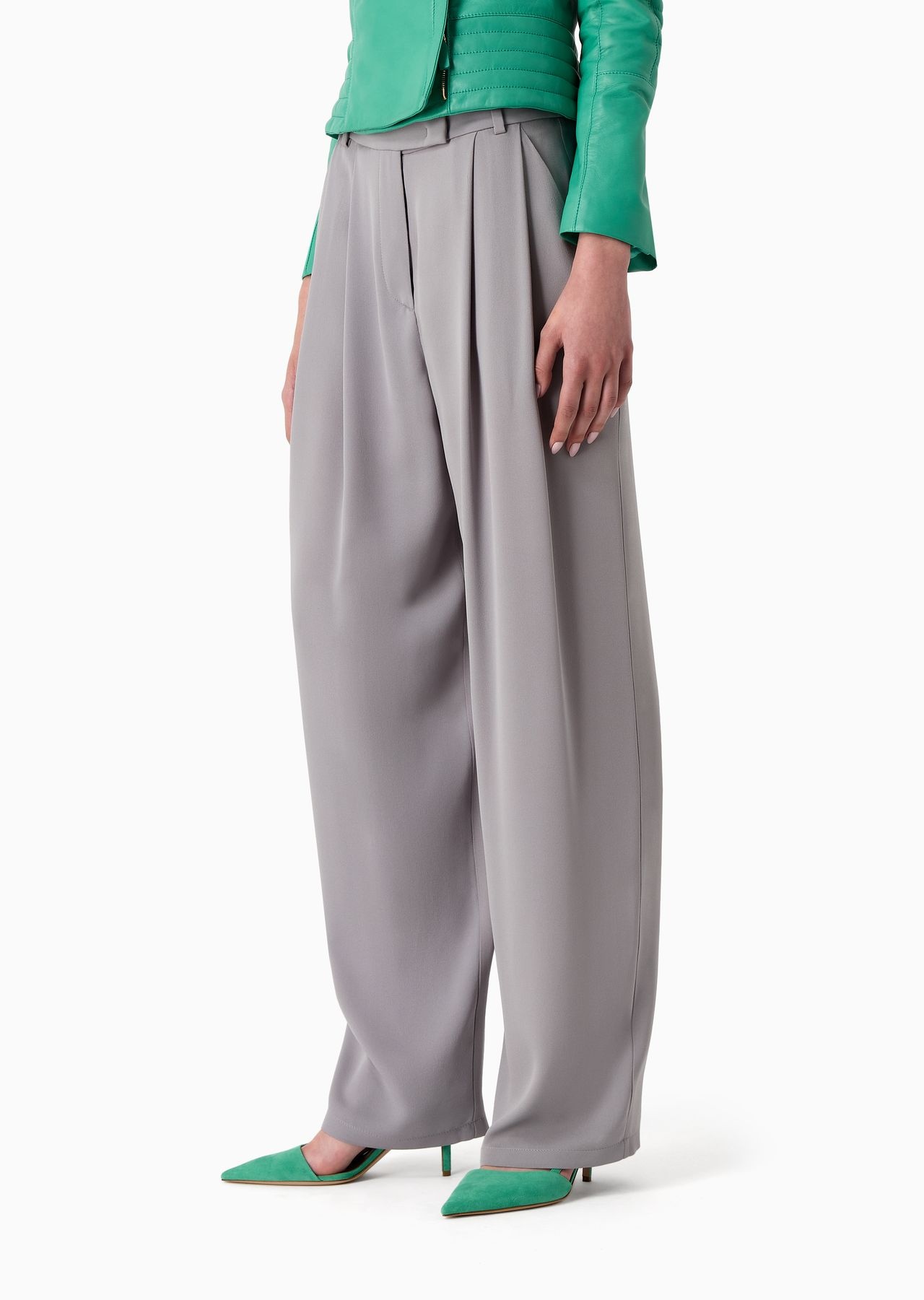 ASV triple silk-georgette double-pleat trousers - 2