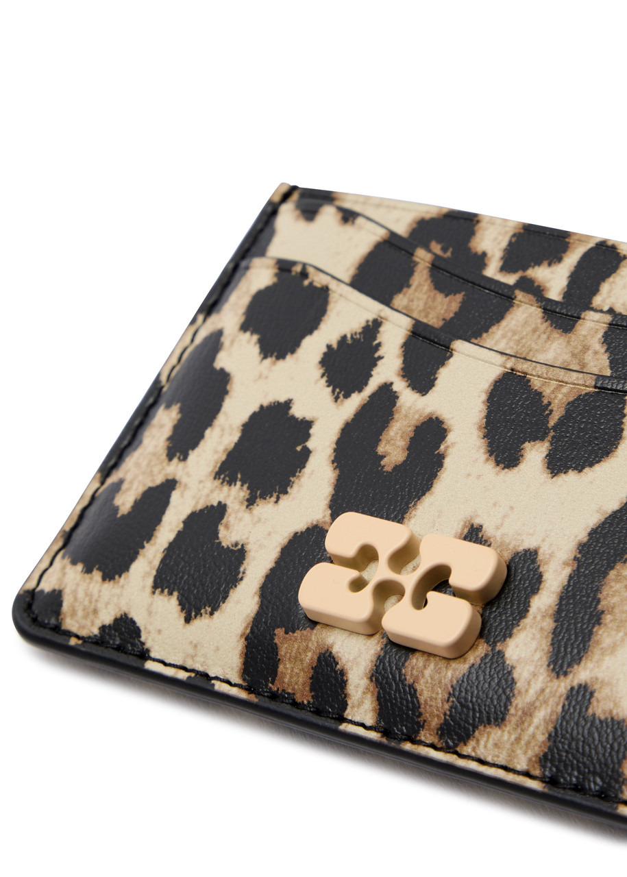 Ganni Bou Leopard-print Leather Card Holder - 3