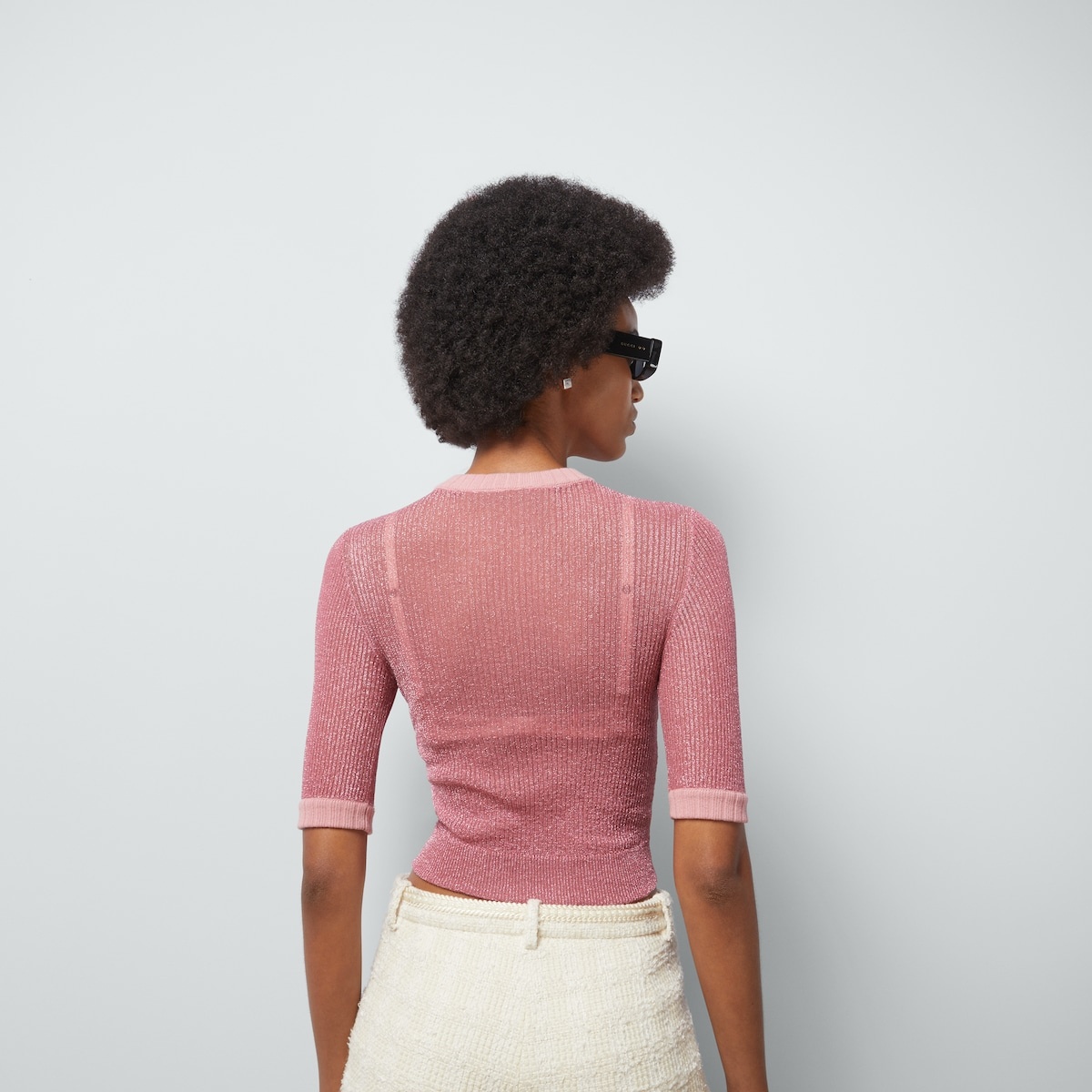 Lamé knit top with Interlocking G - 6