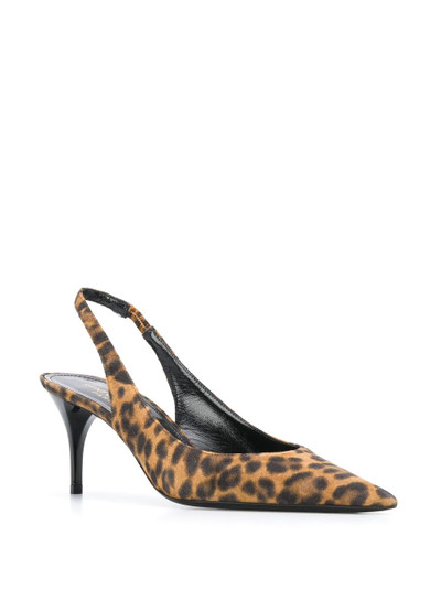 SAINT LAURENT leopard print slingback pumps outlook