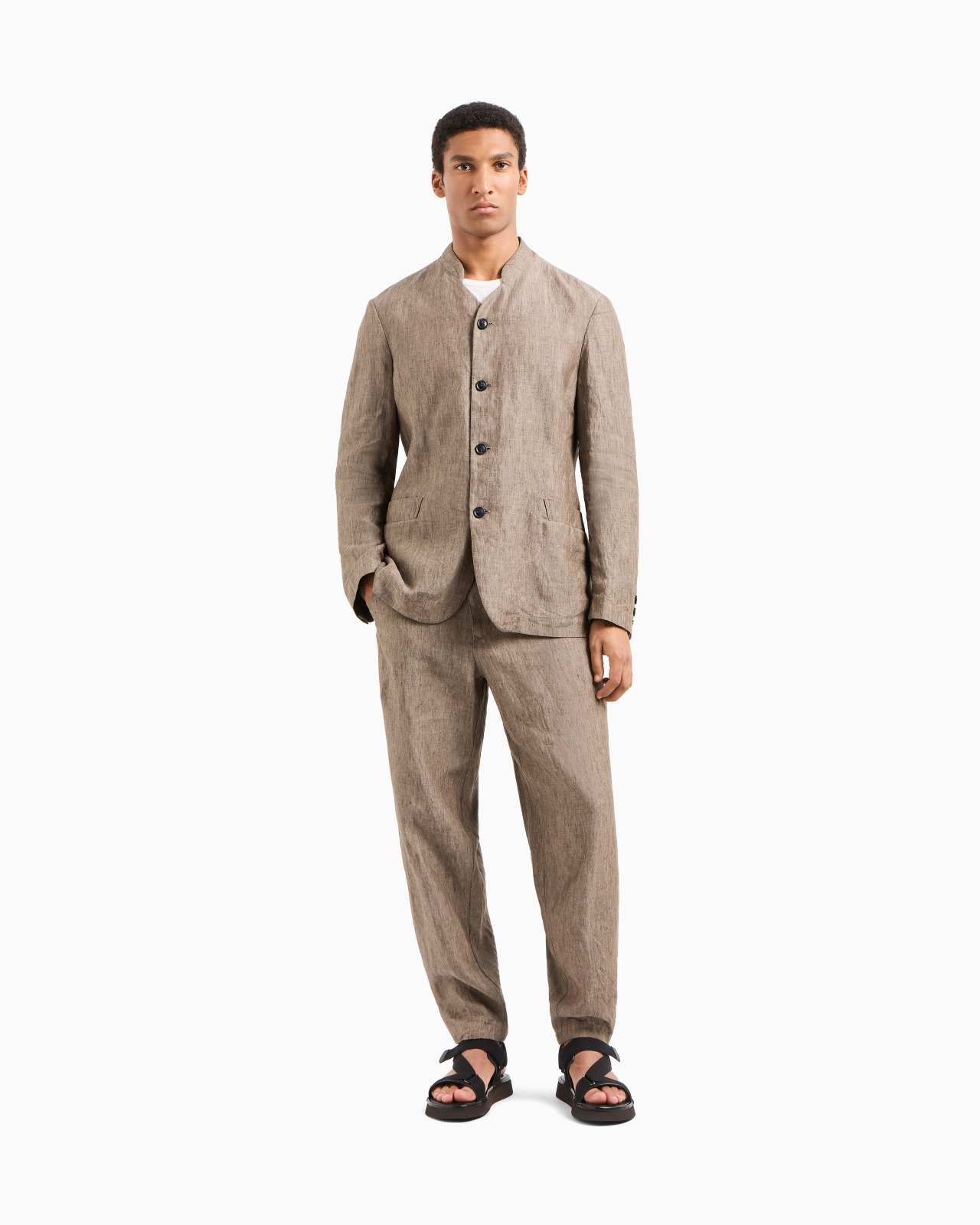 FLAT-FRONT TROUSERS IN PURE FADED LINEN CHAMBRAY - 2