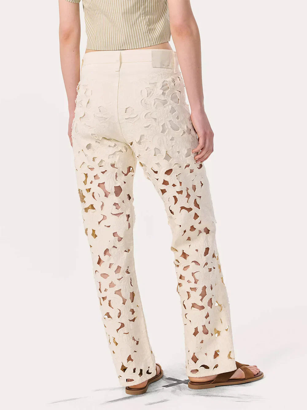 Logan Mid Rise Wide Leg Floral Cutout - 3