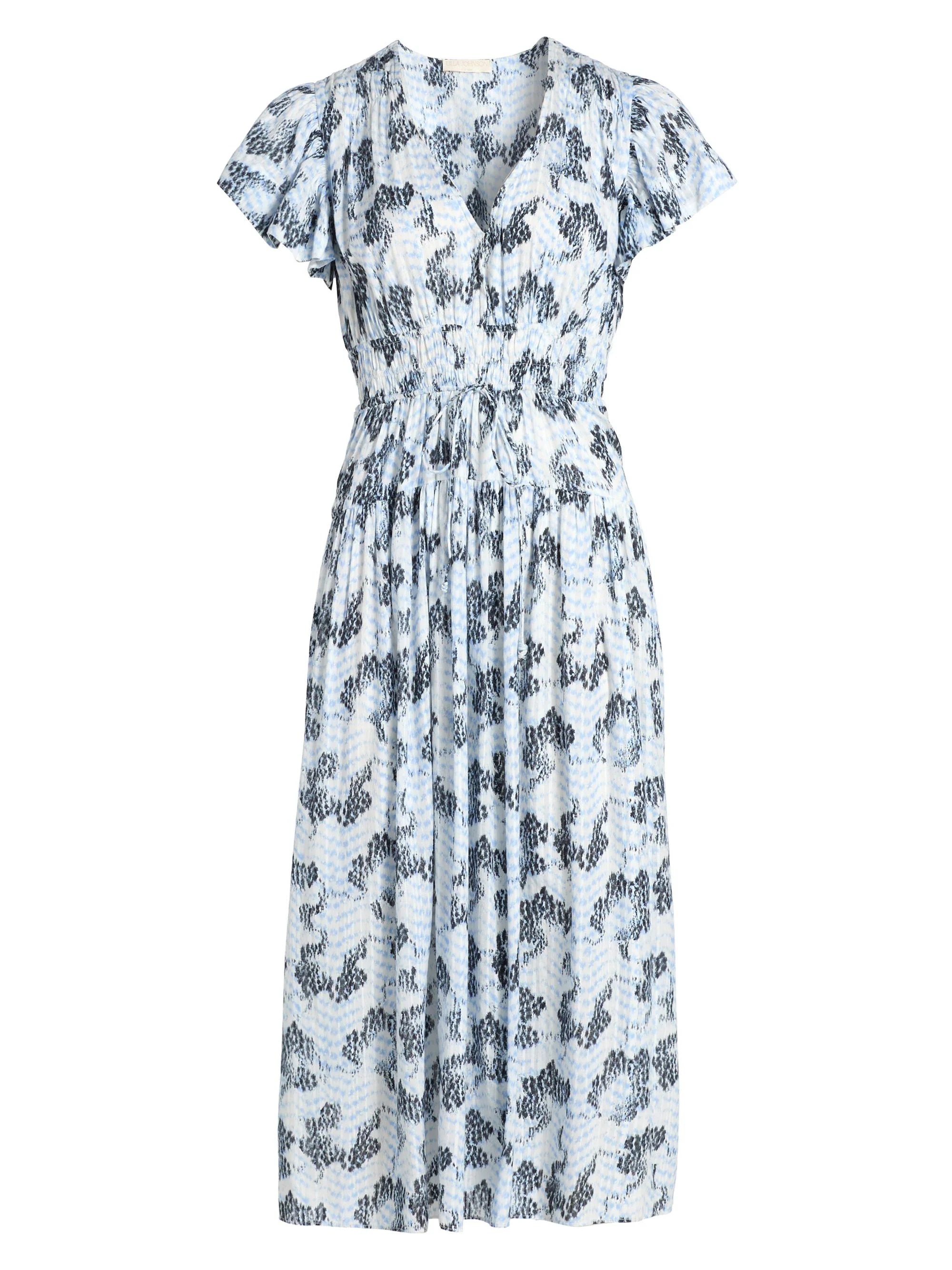 Women's Lyria Abstract Cotton-Blend Midi-Dress - Ciel - 1