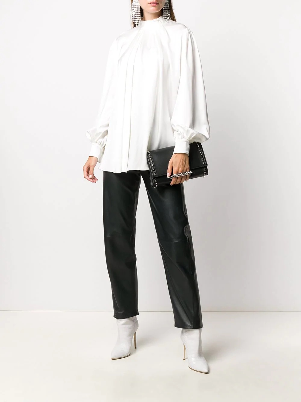 pleated silk blouse - 2