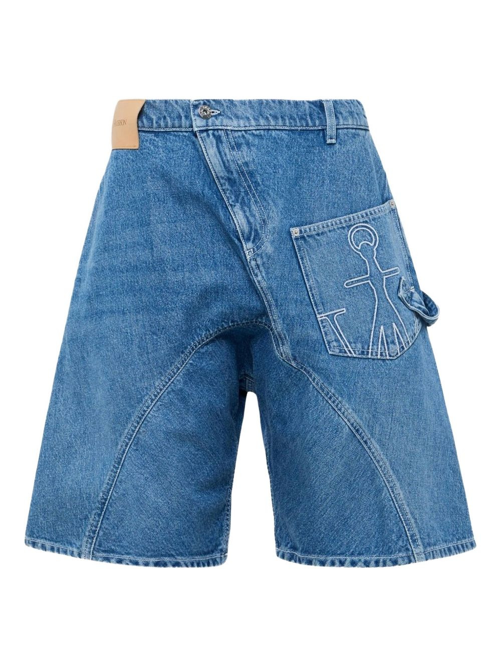 anchor-detail denim shorts - 5