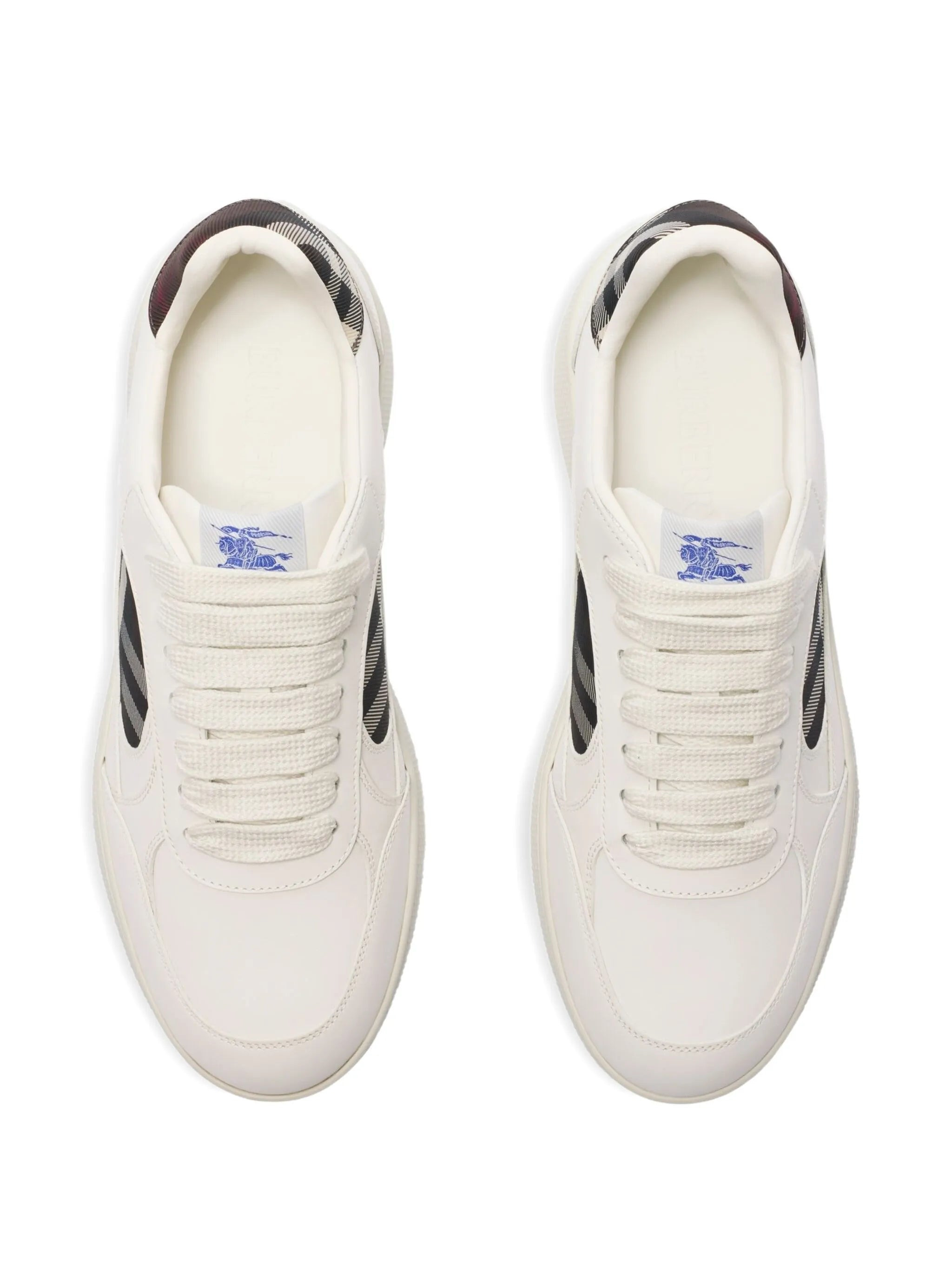 Terrace check-panel leather sneakers - 4