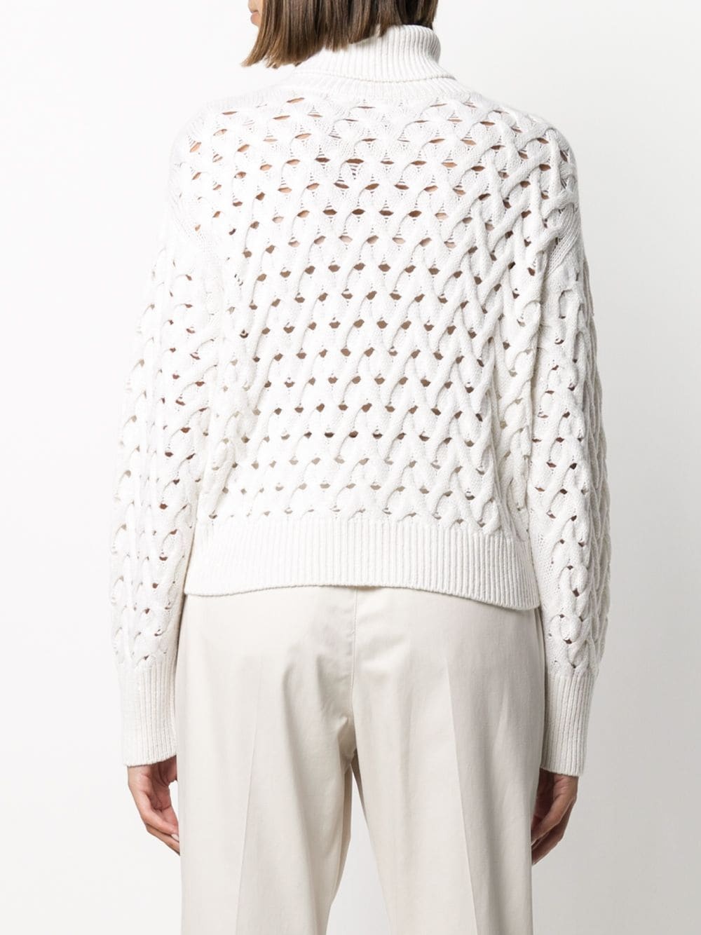 perforated knit roll-neck jumper - 4