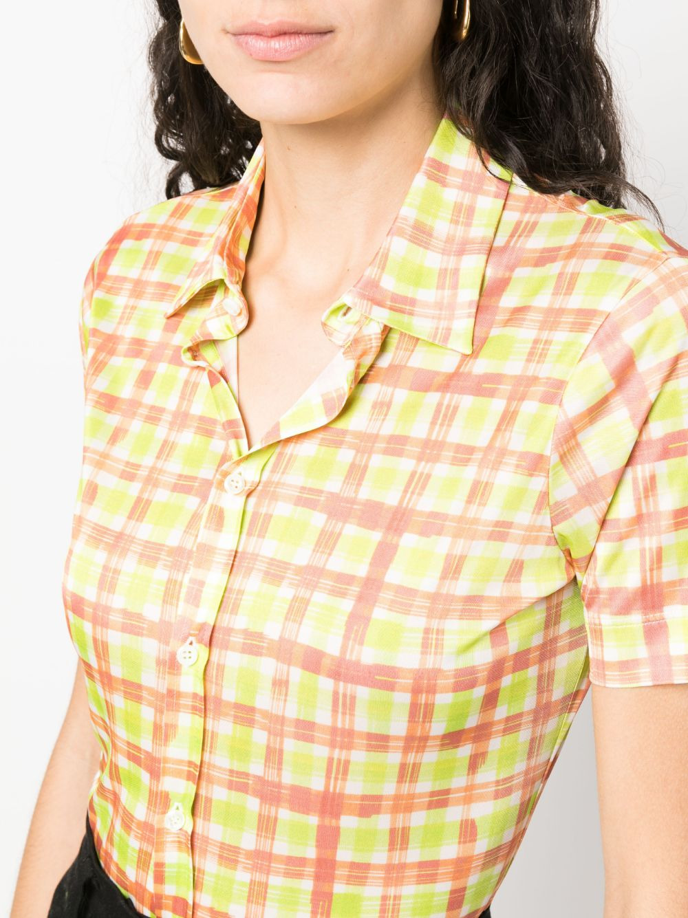 check-print short-sleeve shirt - 5