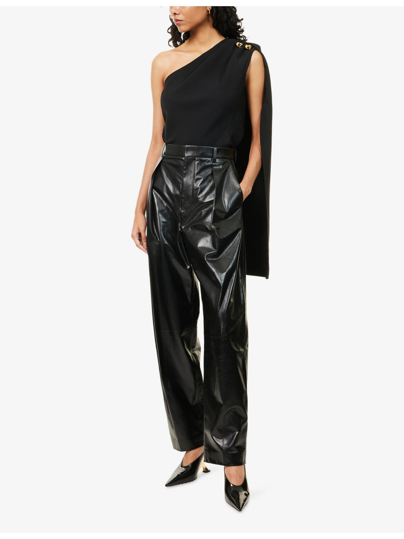 Bottega Veneta Tapered-Leg Pleated Leather Trousers outlook