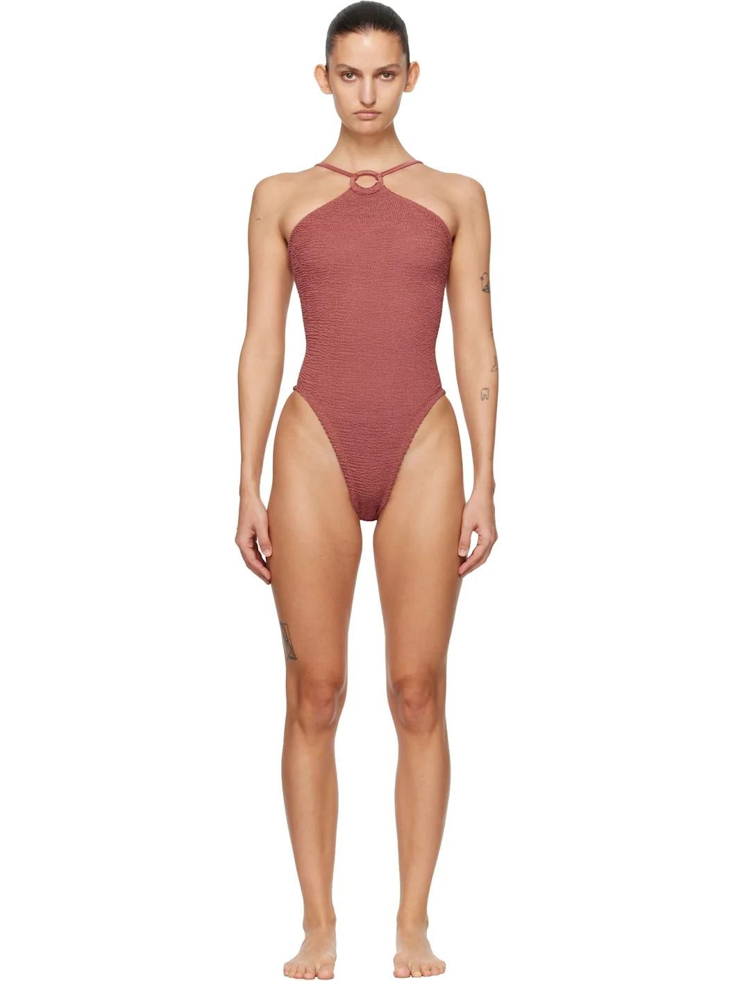 Burgundy Jasmine Tonal Hoop Swimsuit - 1
