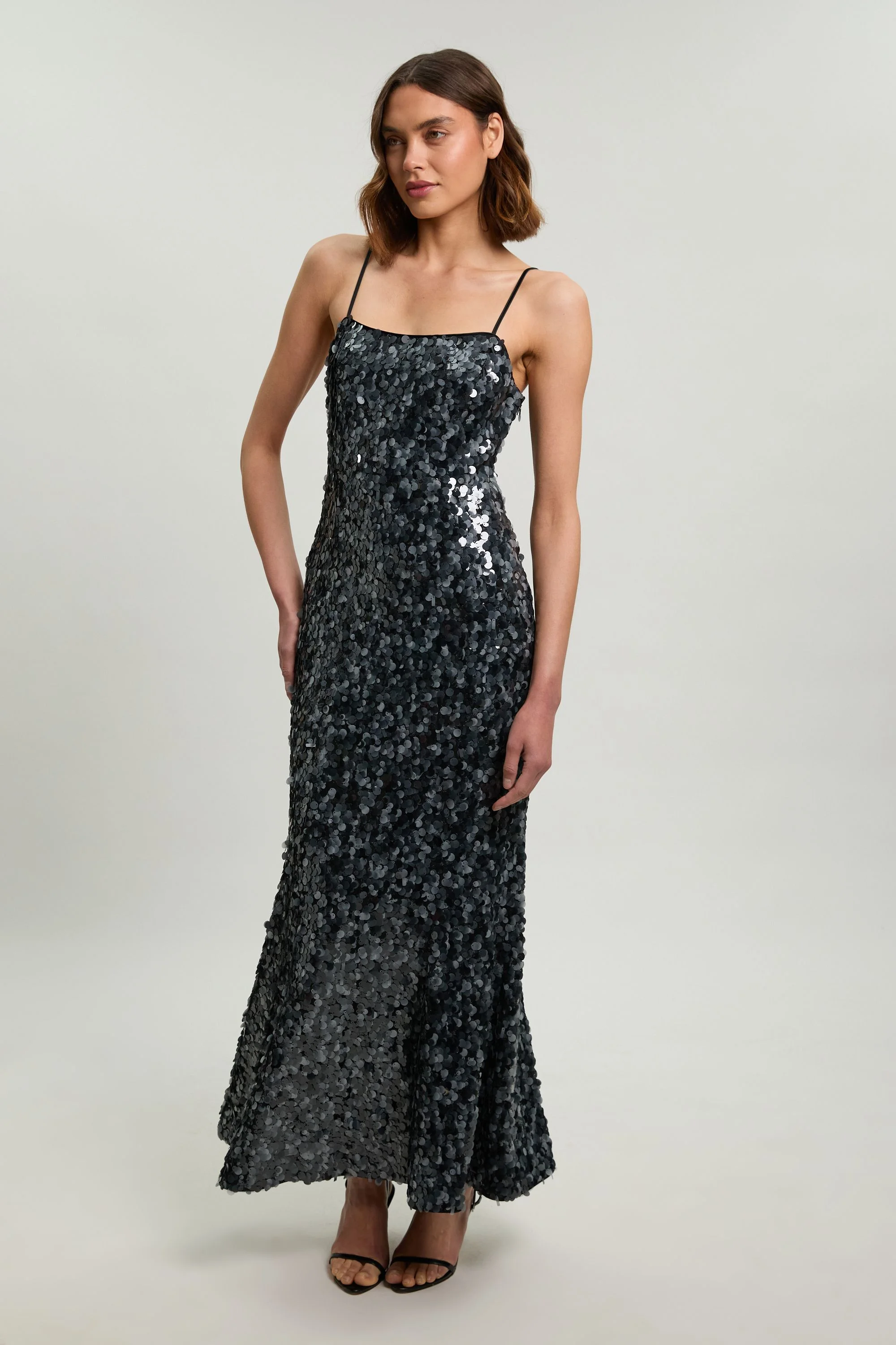 Sequin Strappy Woven Maxi Dress - 1