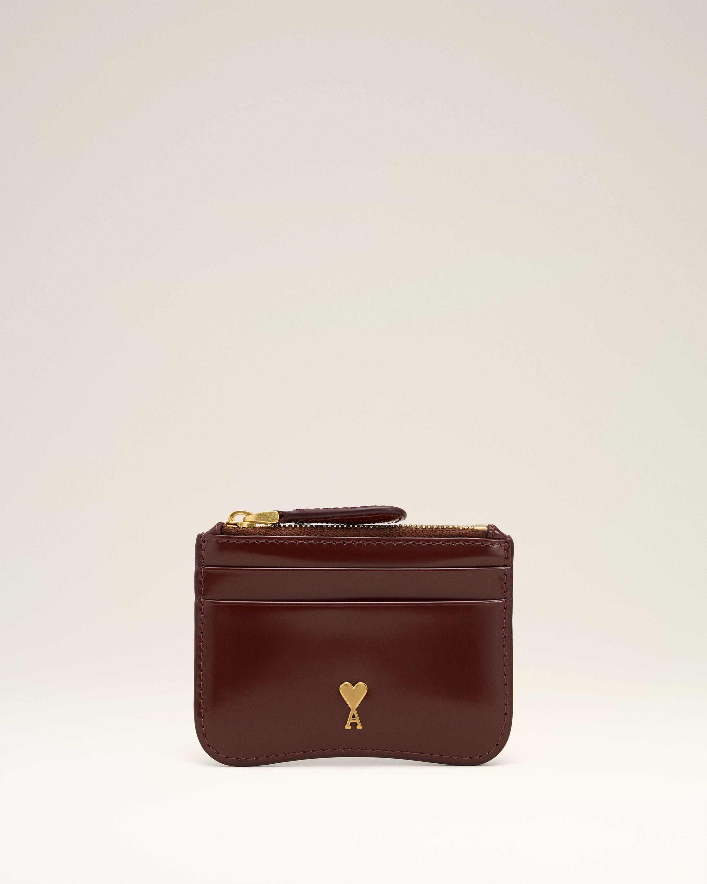 ★AMI PARIS★ [Army] FW23 Wallet USL101AL0036001 Black/Vibrated Brass Paris Paris Zipped Card Holder | AMI PARIS