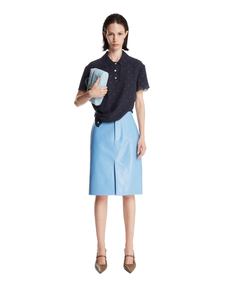 Bottega Veneta Blue Leather Skirt outlook