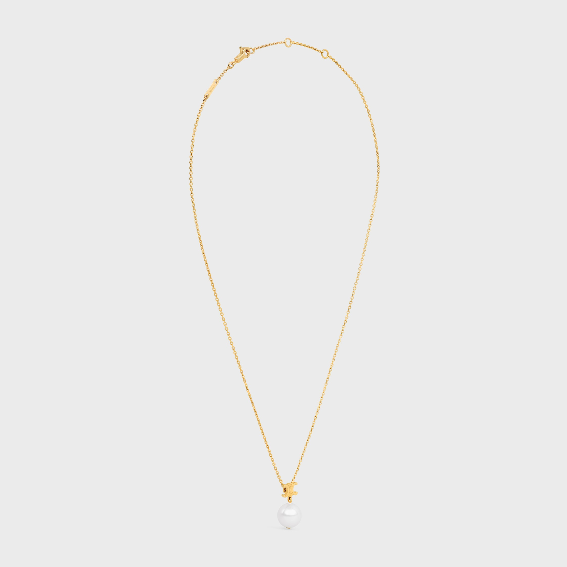 Les Perles Celine Necklace in Resin Pearl and Brass with Gold Finish - 3