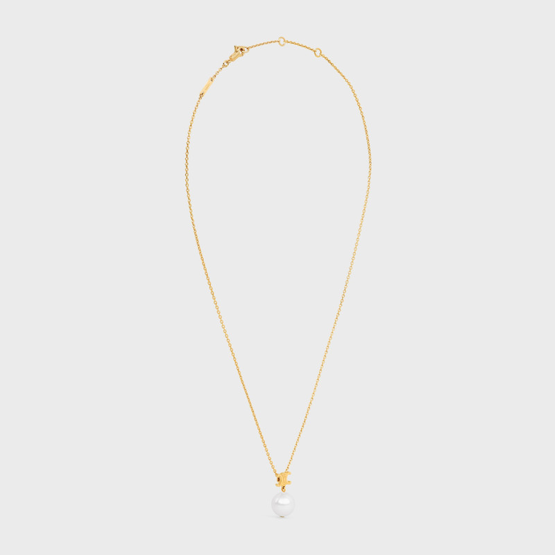 Les Perles Celine Necklace in Resin Pearl and Brass with Gold Finish 3