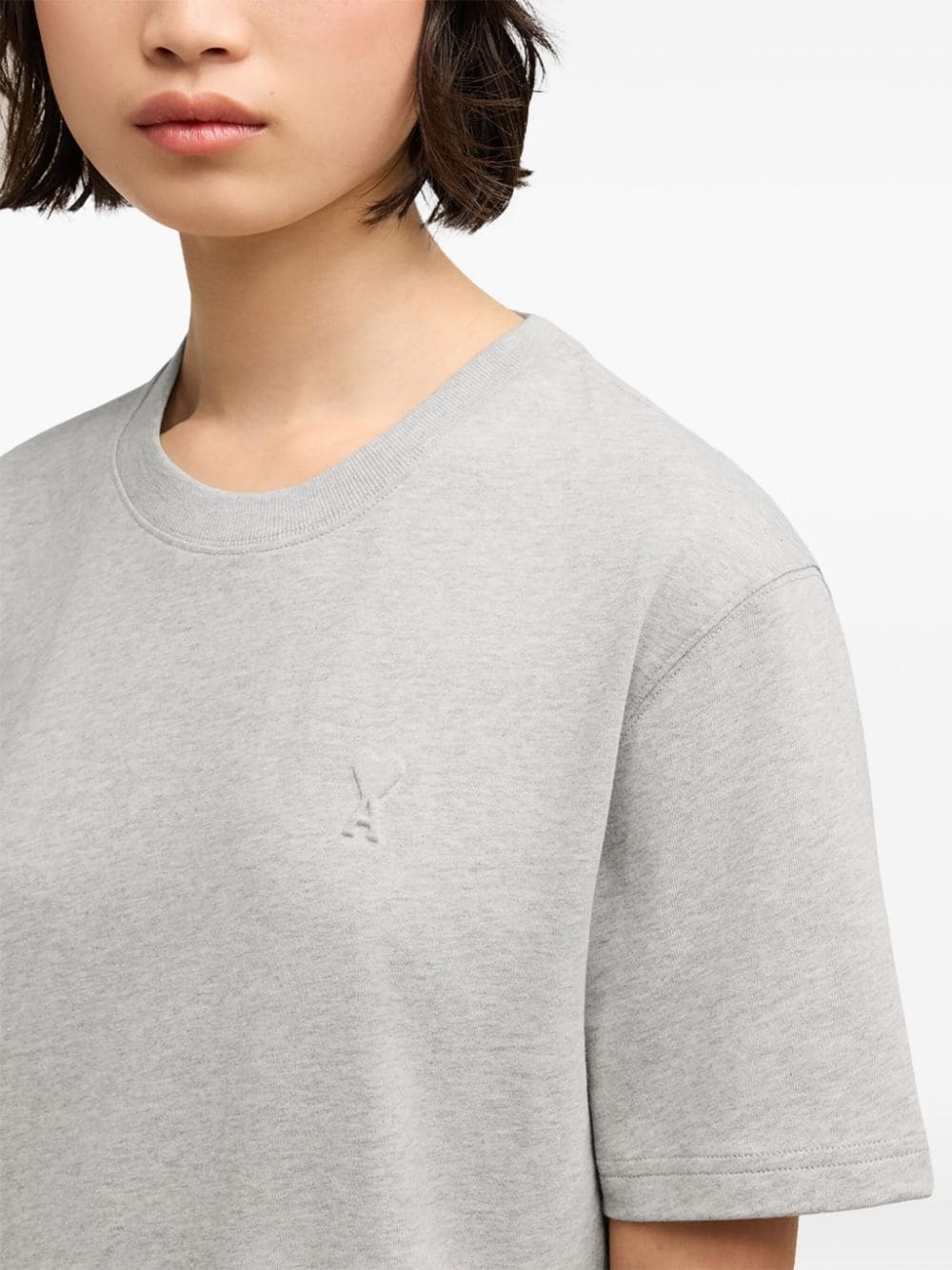 embroidered logo ribbed neck t-shirt - 7