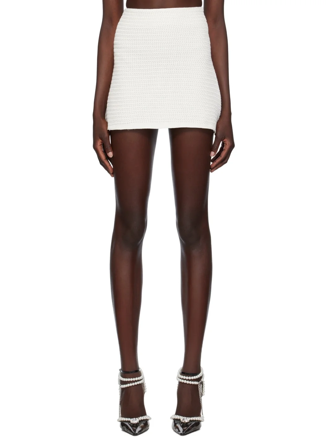 White Zip Miniskirt - 1