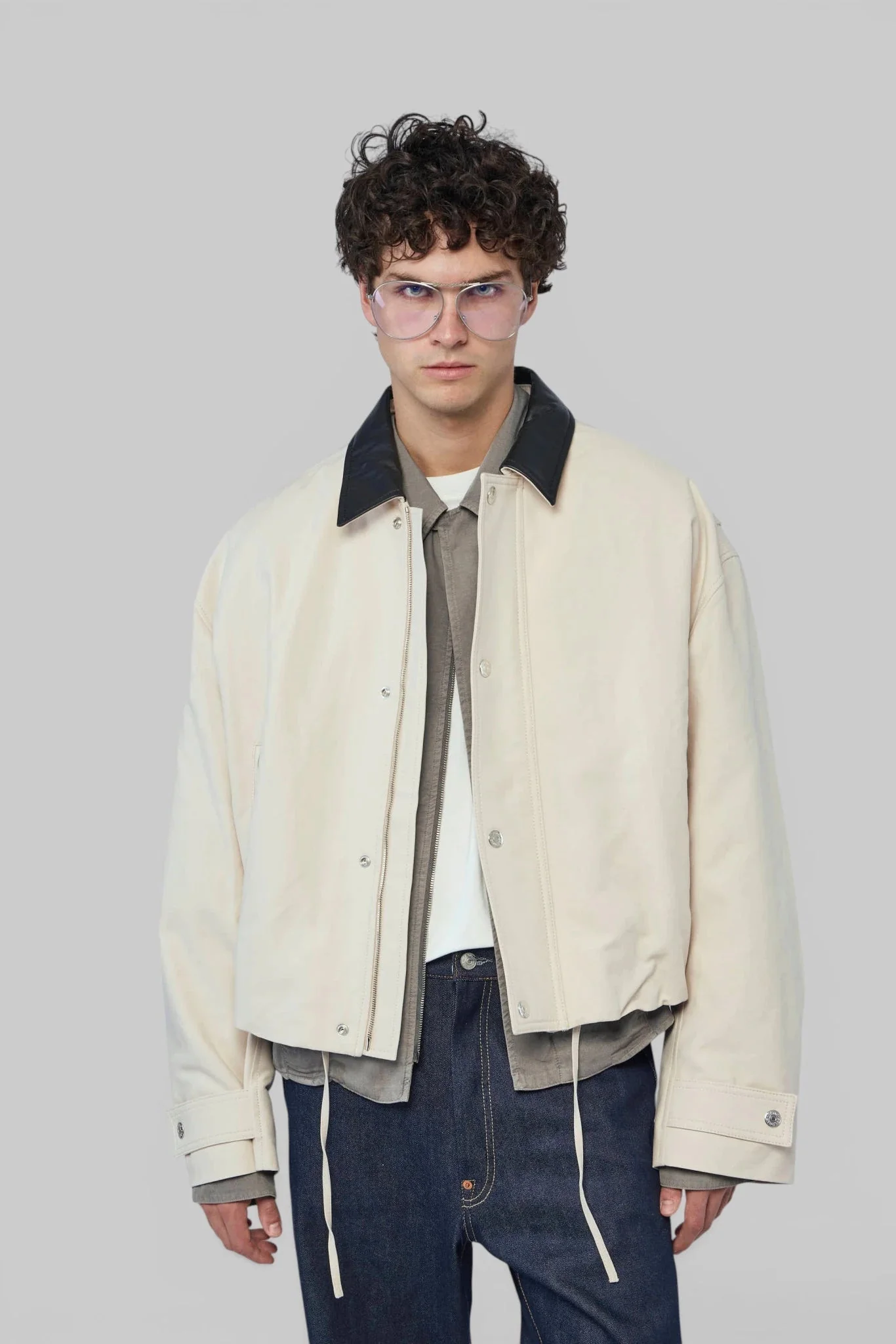Bomber with Leather Collar - 1