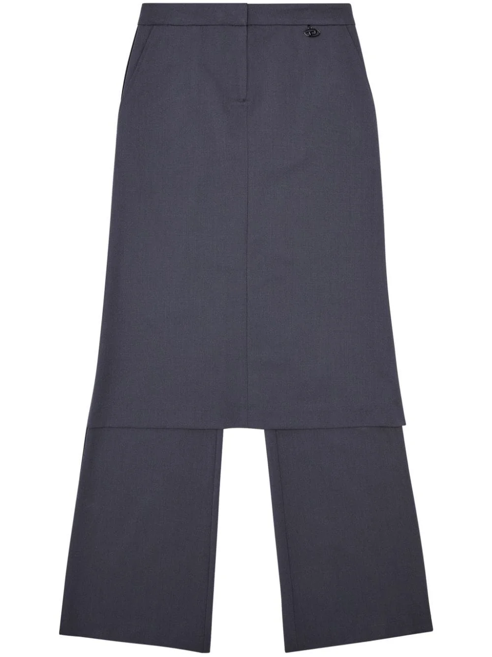 layered straight-leg skirt trousers - 1