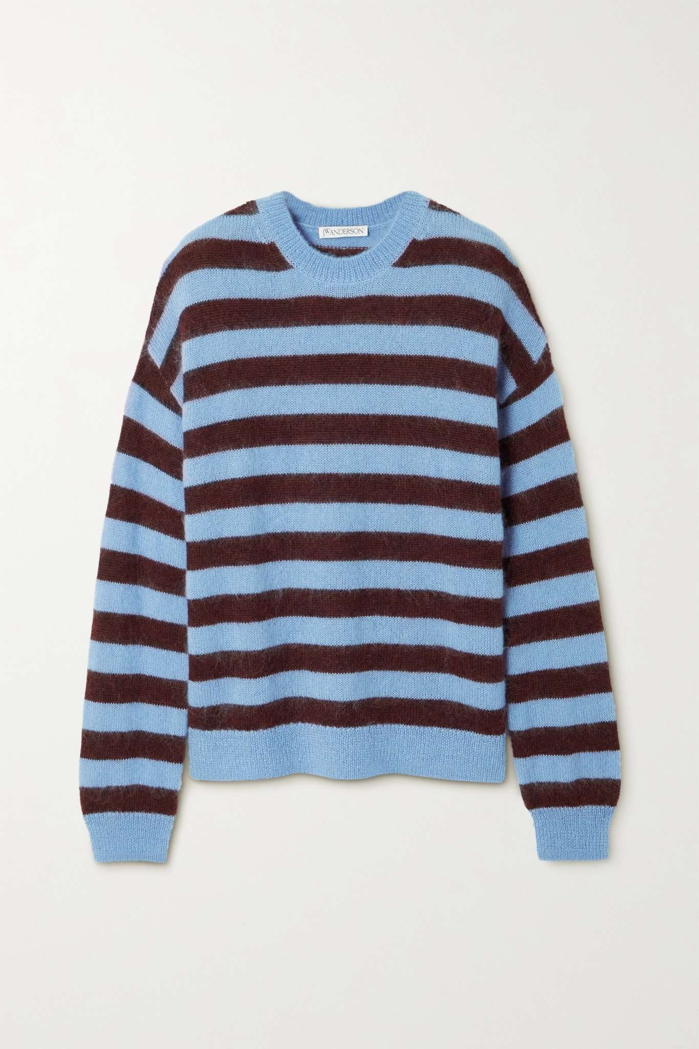 Leather-trimmed striped knitted sweater - 1