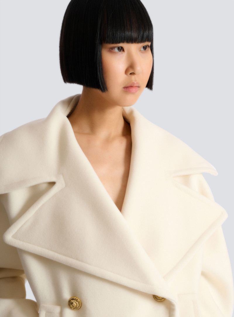Wool 4-buttons pea coat 7