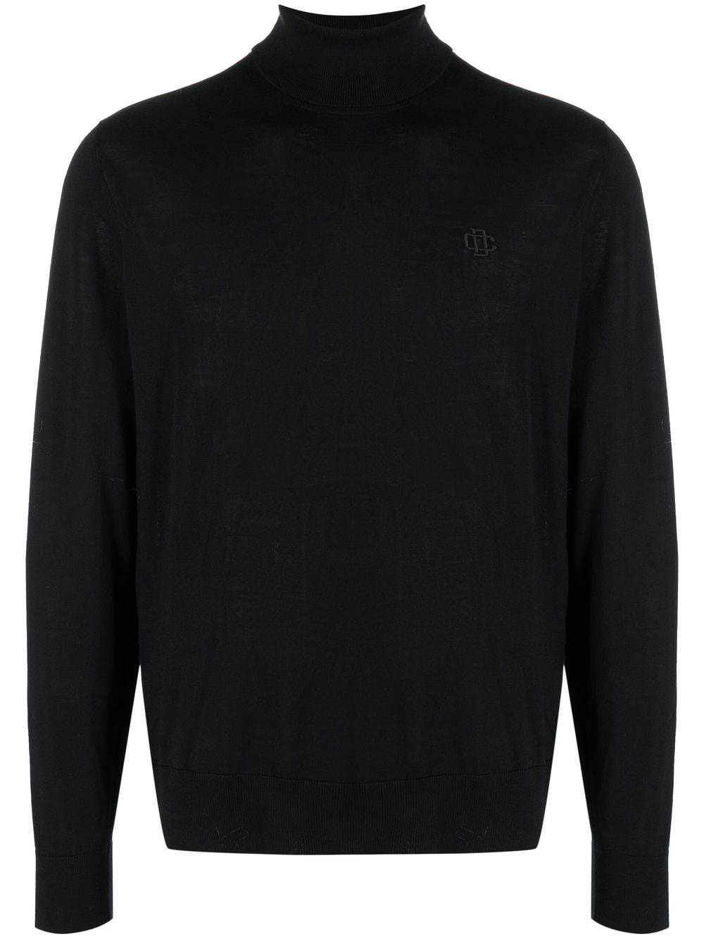 embroidered monogram roll neck jumper - 1