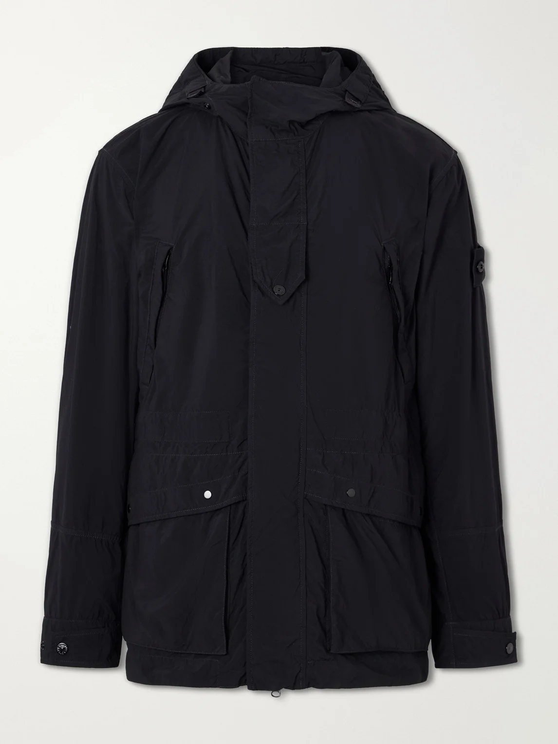 STONE ISLAND GHOST Logo-Appliquéd Garment-Dyed Shell Hooded Parka - 1