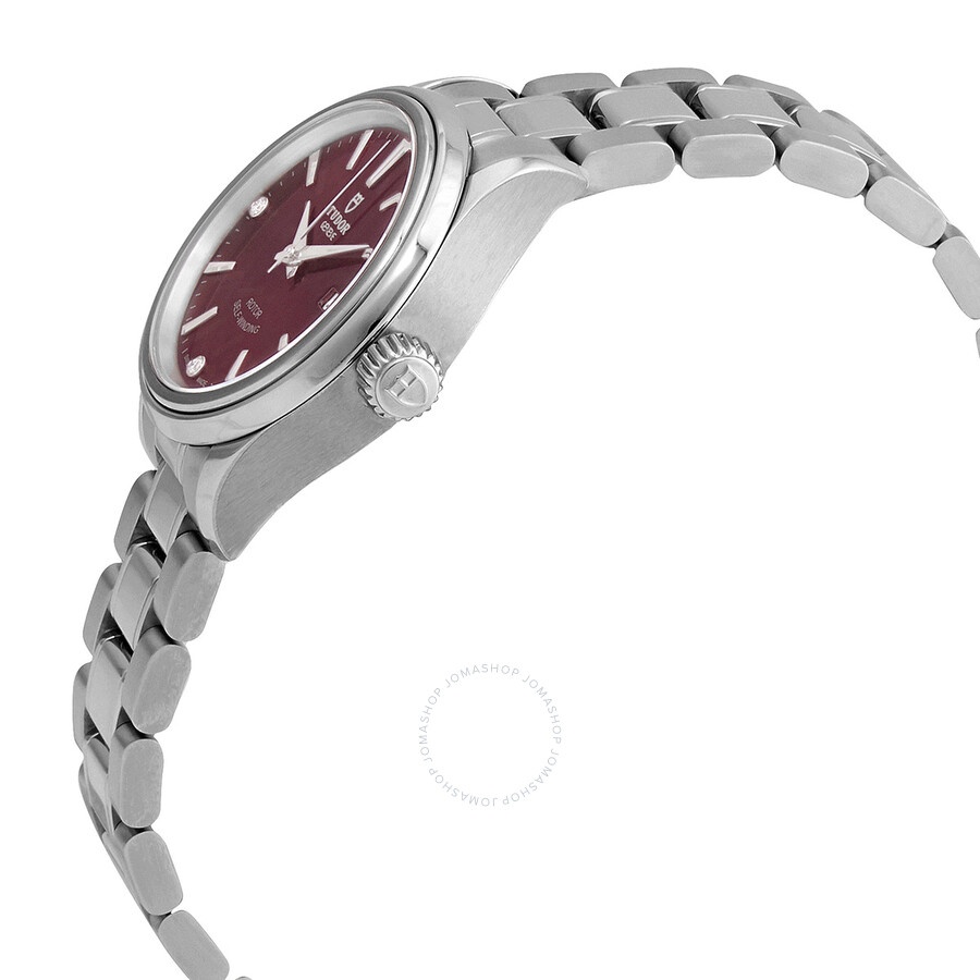 Tudor Automatic Burgundy Diamond Dial Ladies Watch M12100-0015 - 2